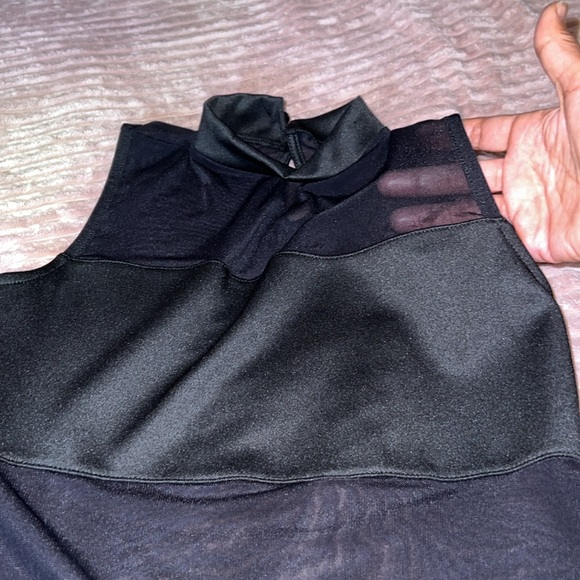 MIND CODE black mesh top with short turtle neck, size: SMALL NWOT. - Picture 6 of 17